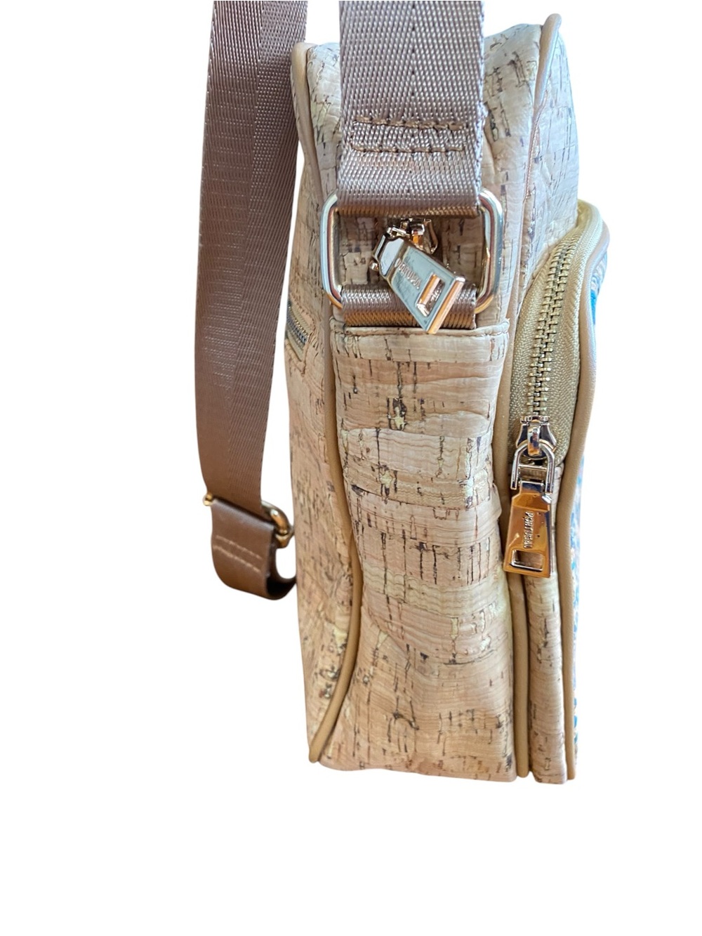 PORTUGAL Natural Cork Bag - Sustainable crossbody bag blue tile pattern - Picture 3 of 13